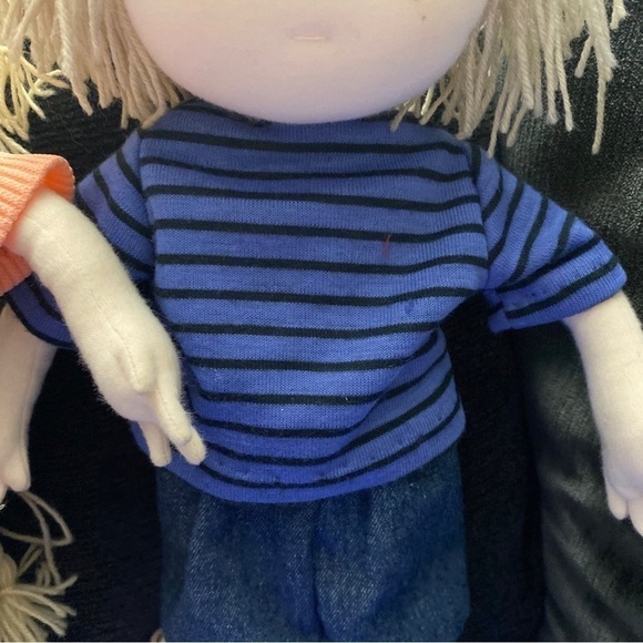 vintage handmade girl and boy dolls made of cloth and stuffed with straw 15” - Picture 5 of 16